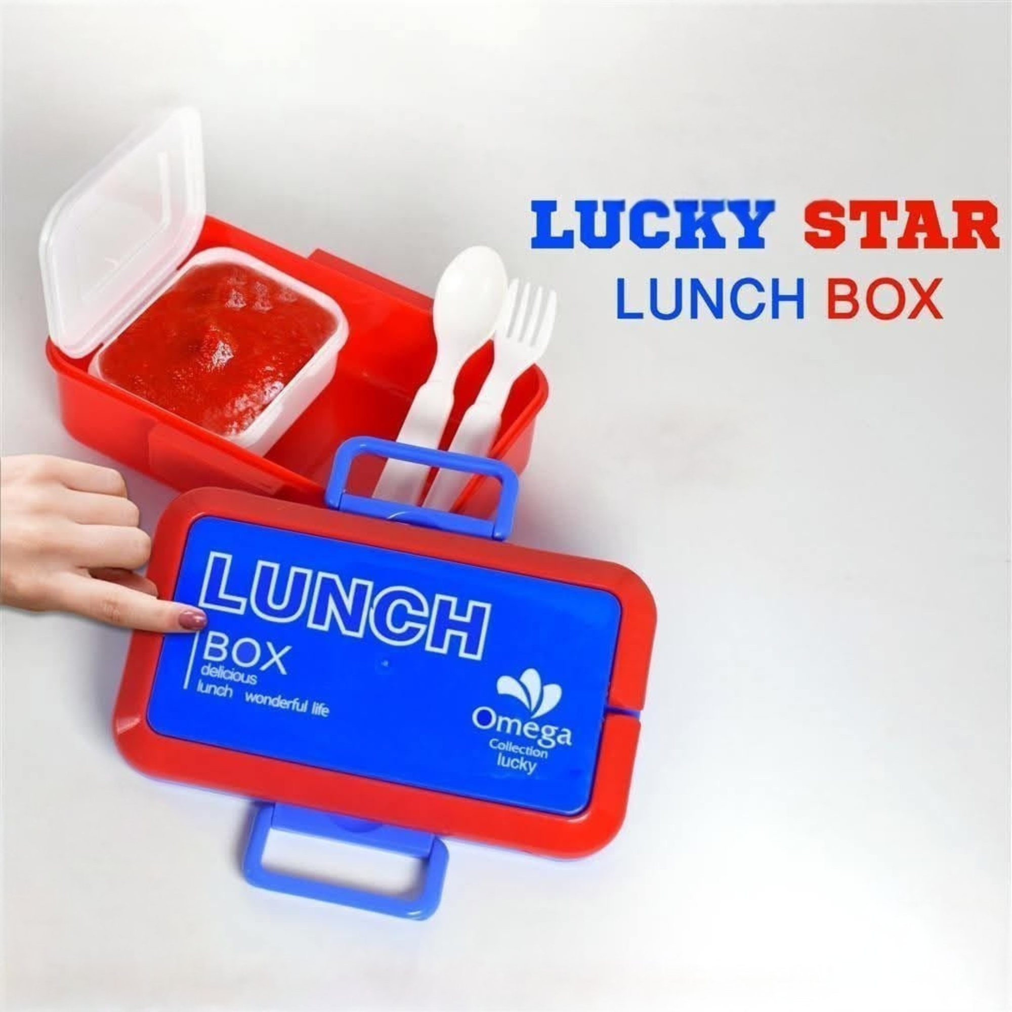 Lunch Box with Sauce Spot and Spoons