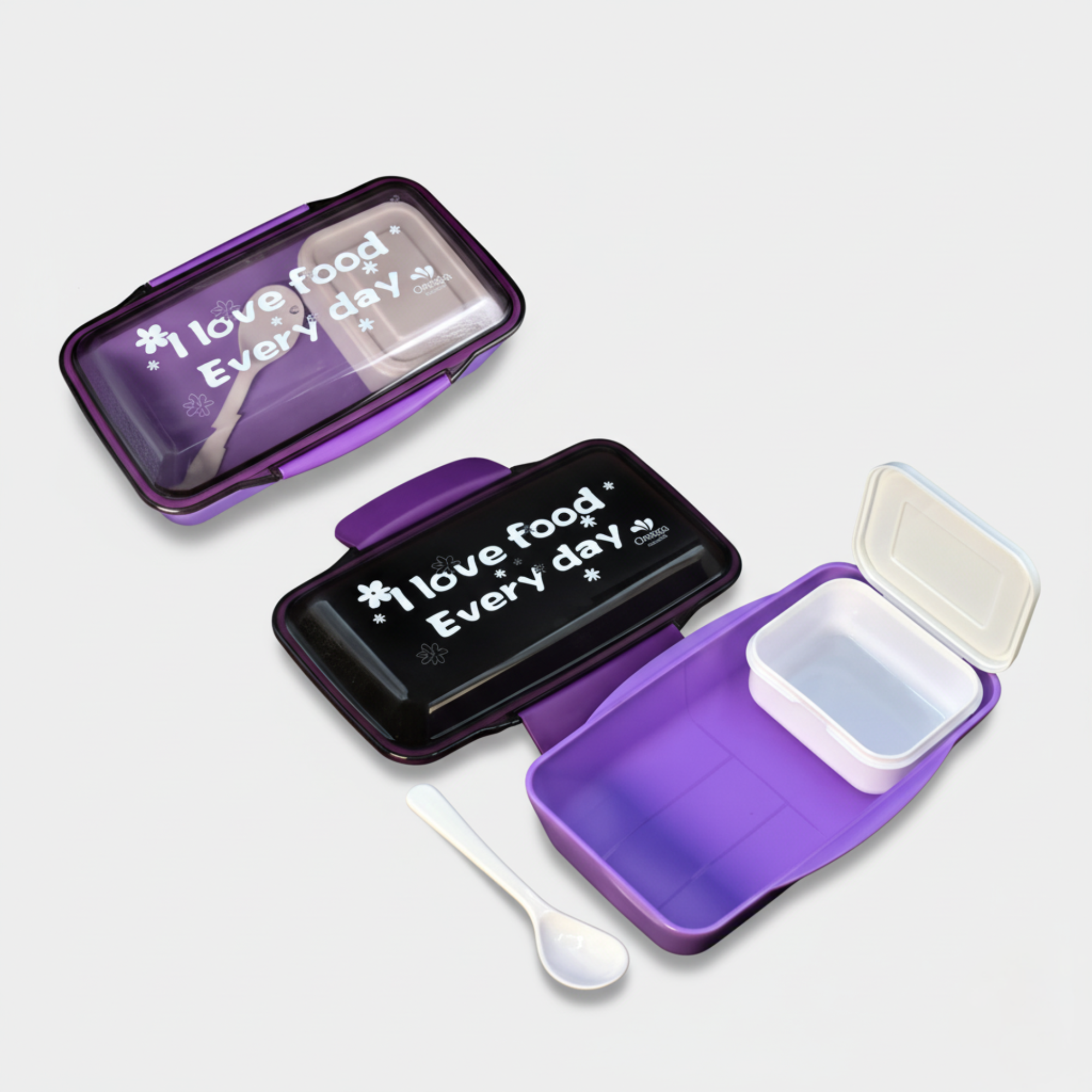 Lunch Box with Sauce Spot and Spoons