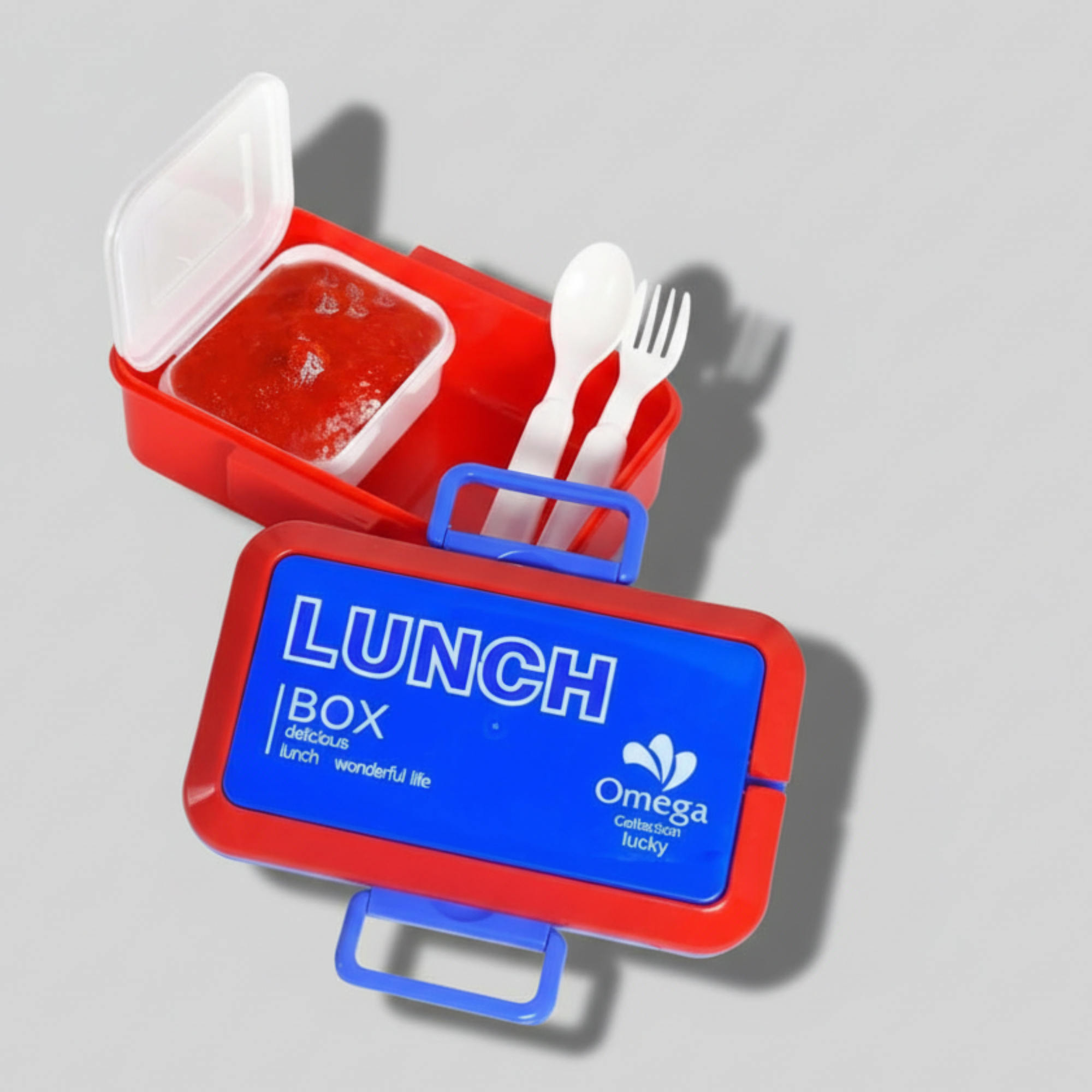 Lunch Box with Sauce Spot and Spoons