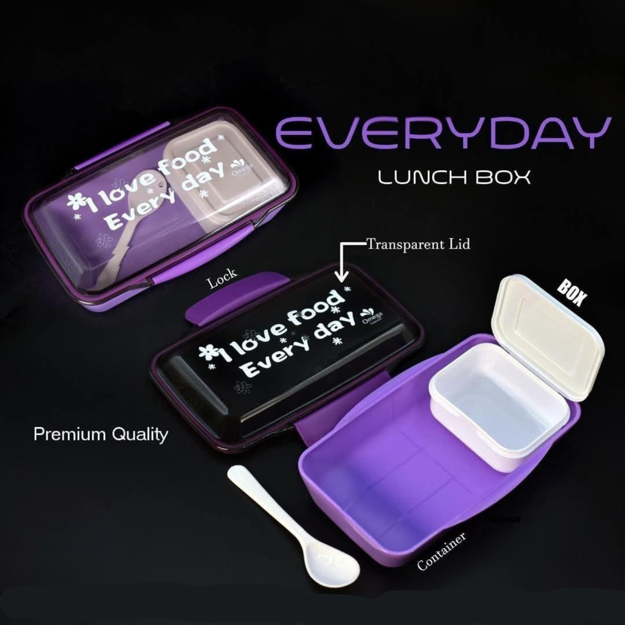 Lunch Box with Sauce Spot and Spoons
