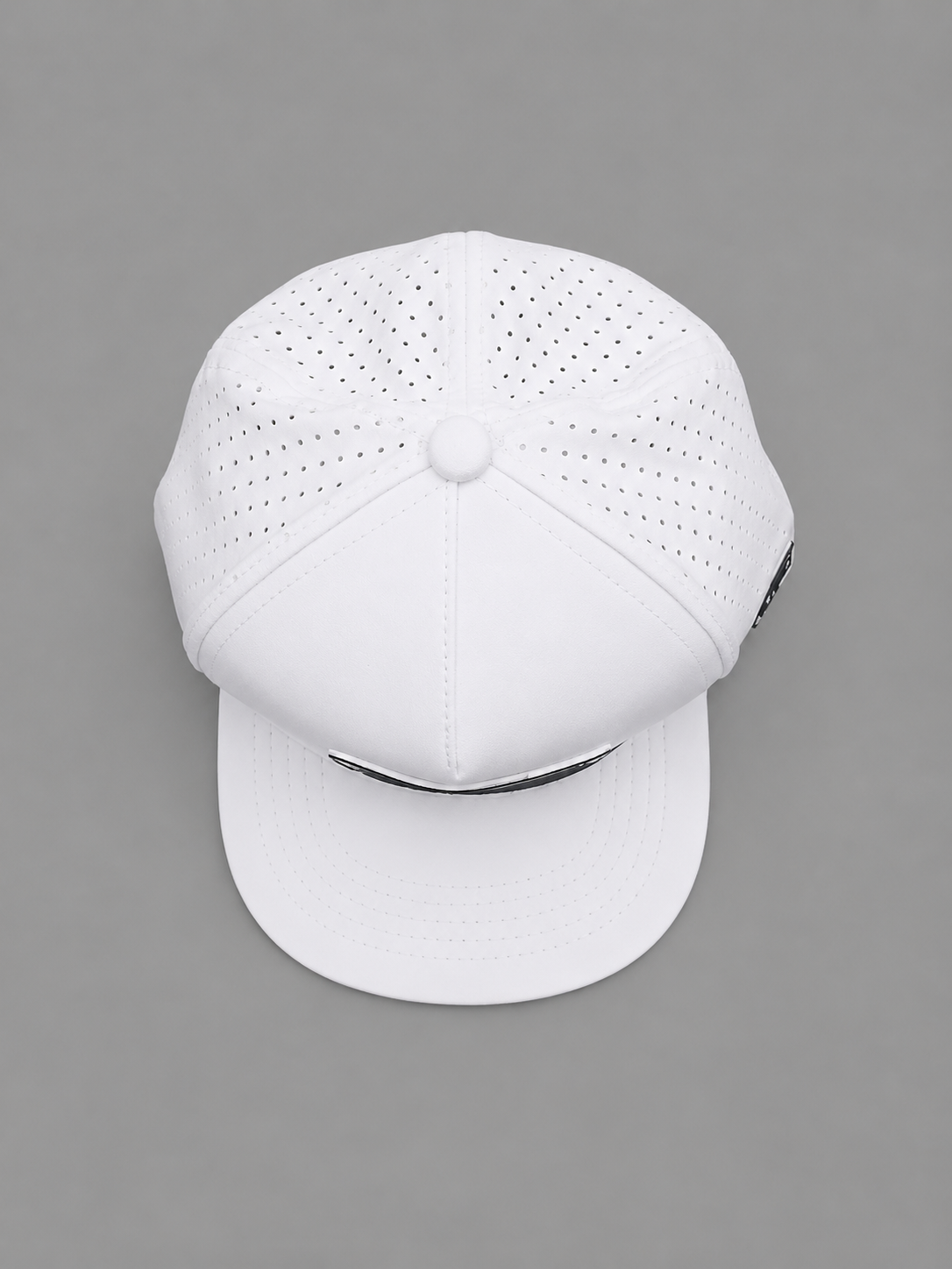 Center Seam Snapback Cap - White
