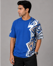 Blue Geometric Print Oversized T-Shirt